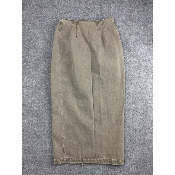 Denim Jean Skirt Womens Medium Brown Button Front High Waist Midi Pencil Denim - Picture 5 of 5